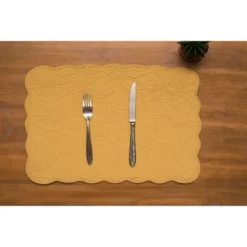 C&F Home Christiana Honey Reversible Machine Washable Scallop Quilt Placemats Set Of 6 -C&F Home GUEST 0376cd9a 1a46 40d5 ada5 d43b2c290a42