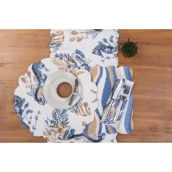 C&F Home Seahorse Sands Reversible Machine Washable Scallop Quilt Round Placemats Set Of 6 -C&F Home GUEST 0b0c3b31 4234 4a99 958d d4cc5818c5b1