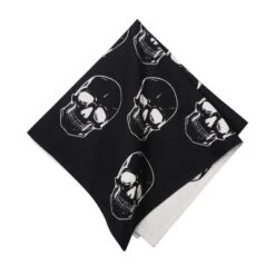 C&F Home Skully Skeleton Skulls Pattern Motifs Black & White Cotton Halloween Napkins Set Of 6