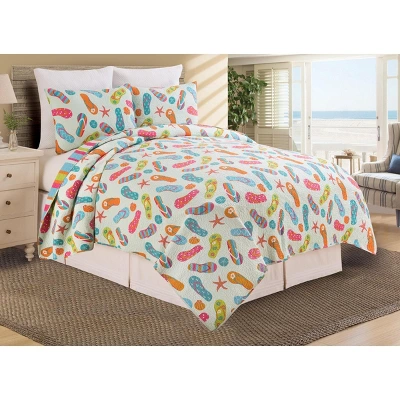 C&F Home Flip Flop Life Coastal Beach Theme Quilt Beach Mini Set 3 C&F Home Flip Flop Life Coastal Beach Theme Quilt Beach Mini Set