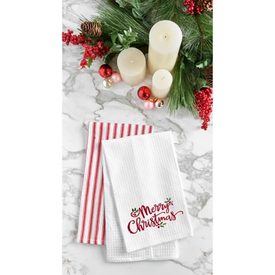 C&F Home Merry Christmas Holly Leaves Waffle Weave Cotton Kitchen Towel 4 C&F Home Merry Christmas Holly Leaves Waffle Weave Cotton Kitchen Towel - Image 2