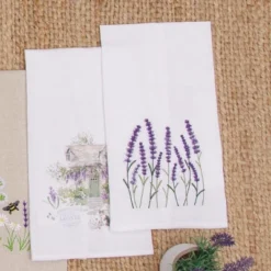 C&F Home 27" X 18" Lavender Cat Villa Jardin De Fleurs Kitchen And Bathroom Graphic Print Hand Towel