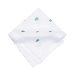 C&F Home Aqua Turtle Embroidered Machine Washable Hemstitch Napkins Set Of 6