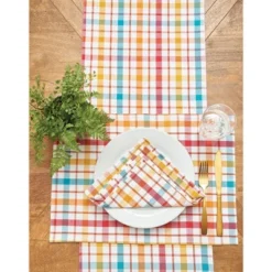 C&F Home Radley Plaid Woven Reversible Colorful Summertime Table Runner 13" X 72" -C&F Home GUEST 13bbb52f dab0 447b 8f8d e16284a1755b