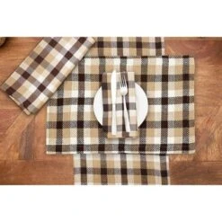 C&F Home Dunmore Plaid Cocoa Thanksgiving 100% Cotton Table Runner 13" X 72"