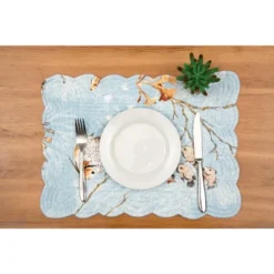 C&F Home Meraki Island Quilted Reversible Blue Coastal Placemats Set Of 6, 13" X 19" -C&F Home GUEST 16c9c6a1 b115 4914 bfb0 5c3632d6d91e