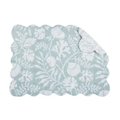 C&F Home Seafoam Reef Scalloped Placemats Set Of 6 Nautical Design Coral, 13" X 19"