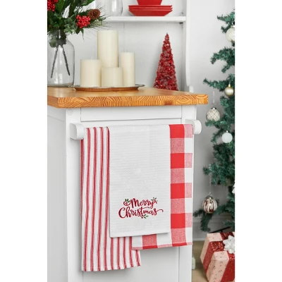 C&F Home Merry Christmas Holly Leaves Waffle Weave Cotton Kitchen Towel 3 C&F Home Merry Christmas Holly Leaves Waffle Weave Cotton Kitchen Towel