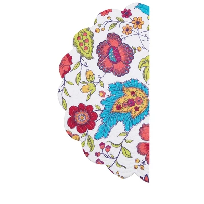 C&F Home Teagan Floral Cotton Quilted Round Placemats Set Of 6 - Vibrant Reversible, 17" 3 C&F Home Teagan Floral Cotton Quilted Round Placemats Set Of 6 - Vibrant Reversible, 17"