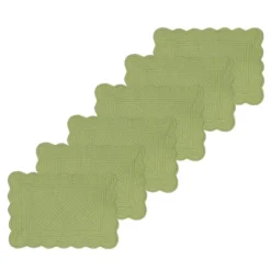 C&F Home Sage Quilted Scalloped Edge Dining Placemats Set Of 6 All Seasons Spring, 13" X 19" -C&F Home GUEST 19abaef0 59fe 4cdc 8f9d 24ddf91d74be