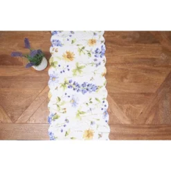 C&F Home Lovely Blues Cotton Rectangle Table Runner 14" X 51" Floral Design All Seasons Kitchen Dining Dinner Table Tablerunner Decor Decoration