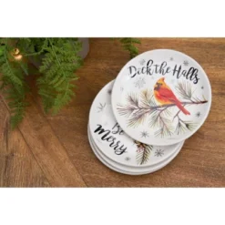 C&F Home 6" X 6" Holiday Sentiment Dolomite Round Dessert Plates Featuring Red Cardinals On Tree Branches Set Of 4 -C&F Home GUEST 1b689ddf e2ee 4a5a 9571 28d1b1032439