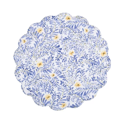 C&F Home Lovely Blues Scalloped Round Single Placemat Floral Design All Seasons, 17" 4 C&F Home Lovely Blues Scalloped Round Single Placemat Floral Design All Seasons, 17" - Image 2