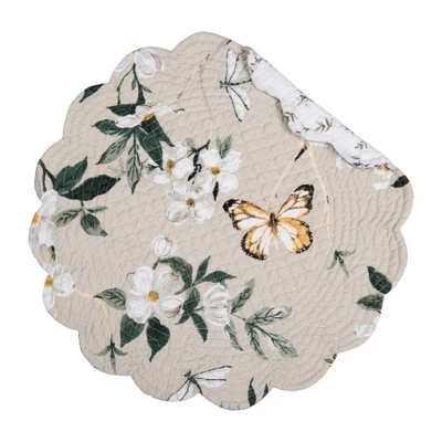 C&F Home Dogwood Meadows Round Scalloped Placemats Set Of 6 Floral Butterfly Design, 17" 3 C&F Home Dogwood Meadows Round Scalloped Placemats Set Of 6 Floral Butterfly Design, 17"