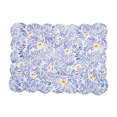 C&F Home Lovely Blues Scalloped Quilted Single Placemat Floral Design All, 13" X 19" 4 C&F Home Lovely Blues Scalloped Quilted Single Placemat Floral Design All, 13" X 19" - Image 2