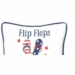 C&F Home Flip Flops Fireworks 4th Of July Patriotic Embroidered Square Accent Small Petite Throw Pillow, 10" X 10"