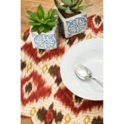C&F Home Ikat Cotton Quilted Round Reversible Placemats Set Of 6, 17" -C&F Home GUEST 2909ece8 ccbd 4719 8c61 19c0daa17b5d