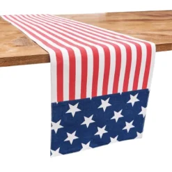 C&F Home Stars And Stripes 4th Of July Patriotic Cotton Table Runner 13" X 72"