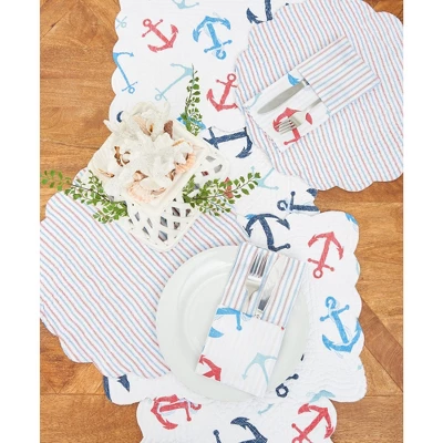 C&F Home Anchors Away Cotton Quilted Round Reversible Placemats Set Of 6, 17" 5 C&F Home Anchors Away Cotton Quilted Round Reversible Placemats Set Of 6, 17" - Image 3