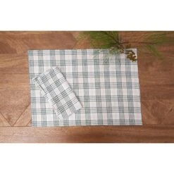 C&F Home Sage & Gold Plaid Single Placemat, 13" X 19"