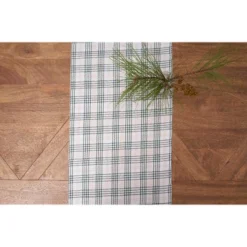 C&F Home Sage & Gold Plaid Table Runner 13" X 72"