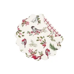 C&F Home Sprig Birds Round Placemats Set Of 6, 17"
