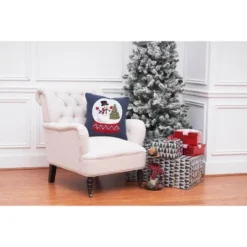 C&F Home Snowman And Christmas Tree In Snowglobe Holiday Winter Hooked Pillow Accent Throw Pillow, 18" X 18"
