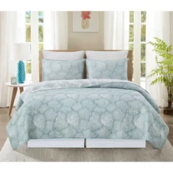 C&F Home Seafoam Coral Jaquard Coverlet Set