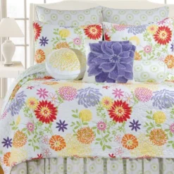 C&F Home 26" X 26" Lilly Yellow Purple Red Pink Floral Euro Sham -C&F Home GUEST 31b0c486 c62e 4b27 888b db01af7b0629