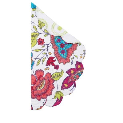 C&F Home Teagan Floral Cotton Quilted Round Placemats Set Of 6 - Vibrant Reversible, 17" 4 C&F Home Teagan Floral Cotton Quilted Round Placemats Set Of 6 - Vibrant Reversible, 17" - Image 2