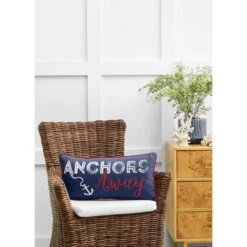 C&F Home 12" X 24" Anchors Away Nautical Embroidered Lumbar Throw Pillow