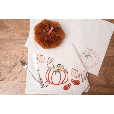 C&F Home Beige Autumn Botanical Pumpkin 100% Cotton Embroidered Set Of 6 Placemats 14" X 20" 6 C&F Home Beige Autumn Botanical Pumpkin 100% Cotton Embroidered Set Of 6 Placemats 14" X 20" - Image 4