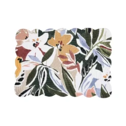 C&F Home Joelle Floral Flowers Palm Leaf Vibrant Scalloped Placemats Set Of 6, 13" X 19" -C&F Home GUEST 3794a7d3 54ce 46ef 9c27 ff875cf6bcf0