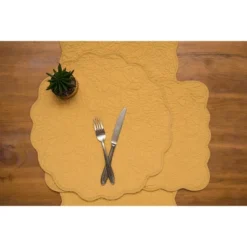 C&F Home Christiana Honey Reversible Machine Washable Scallop Quilt Placemats Set Of 6 -C&F Home GUEST 3a50ddd5 5850 4afd 8fc9 bc18a3f79a5d 1