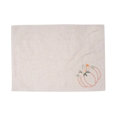 C&F Home Beige Autumn Botanical Pumpkin 100% Cotton Embroidered Set Of 6 Placemats 14" X 20" 3 C&F Home Beige Autumn Botanical Pumpkin 100% Cotton Embroidered Set Of 6 Placemats 14" X 20"