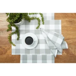 C&F Home Franklin Slate Gingham Check Table Runner 13" X 72"