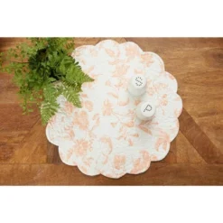 C&F Home Brighton Pink Cotton Quilted Round Reversible Scalloped Dining Tabletop Placemats Set Of 6, 17" -C&F Home GUEST 41f6a897 f061 4e9e b18a 9de0b66c30f9