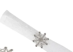 C&F Home Silver Winter Snowflake Decorative Napkin Ring Set Of 4