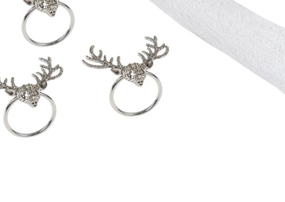 C&F Home Silver Deer Head Decorative Napkin Ring Set Of 4 4 C&F Home Silver Deer Head Decorative Napkin Ring Set Of 4 - Image 2