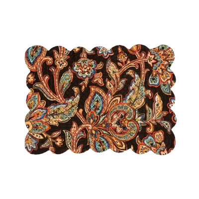 C&F Home Dorothy Autumnal Brown Quilted Scalloped Paisley Floral Placemats Set Of 6, 13" X 19" 4 C&F Home Dorothy Autumnal Brown Quilted Scalloped Paisley Floral Placemats Set Of 6, 13" X 19" - Image 2