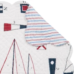 C&F Home Windward Port Sail Boat Nautical Cotton Quilted Reversible Patriotic Placemats Set Of 6, 13" X 19"