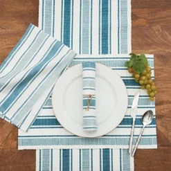 C&F Home Chandler Stripe Adriatic Table Runner 13" X 72"
