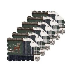 C&F Home Greenstone Pines Scalloped Placemats Set Of 6 Black Bear Moose, 13" X 19" -C&F Home GUEST 54772867 2079 4786 b803 67fe8562f649