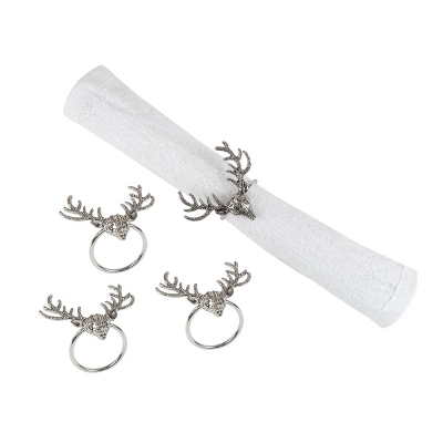 C&F Home Silver Deer Head Decorative Napkin Ring Set Of 4 6 C&F Home Silver Deer Head Decorative Napkin Ring Set Of 4 - Image 4