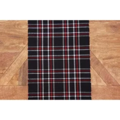 C&F Home Poinsettia Plaid Woven Table Runner 13" X 72"