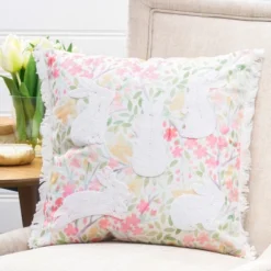 C&F Home Spring Silhouette Easter Bunnies Rabbits Floral Flowers Decorative Accent Throw Pillow, 18" X 18" -C&F Home GUEST 5bfe0b83 b372 4ff7 955b 85b22e6962e2