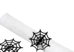 C&F Home Black Spider Web Decorative Metal Napkin Rings Set Of 4
