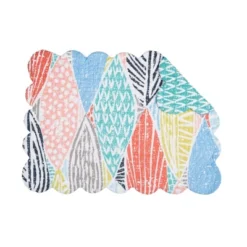 C&F Home Surfside Sound Scalloped Placemats Set Of 6 Nautical Design Beach, 13" X 19"