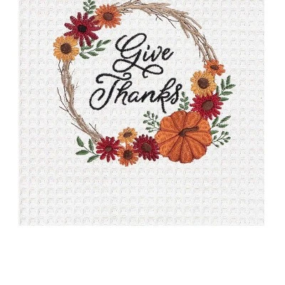 C&F Home "Give Thanks" Thanksgiving Pumpkin Harvest Wreath Cotton Waffle Weave Dishtowel 4 C&F Home "Give Thanks" Thanksgiving Pumpkin Harvest Wreath Cotton Waffle Weave Dishtowel - Image 2