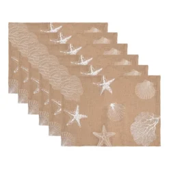 C&F Home Sandy Coast Starfish Coral Shells Placemats Set Of 6 Beach Coastal, 14" X 20" -C&F Home GUEST 65a98a20 a27e 472a 88cf 30df4997baab